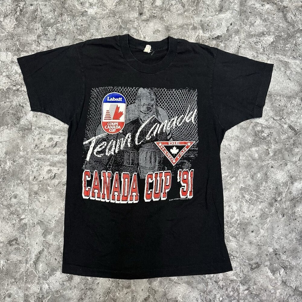Vintage 1991 Labatt Coupe Canada Cup NHL Hockey Shirt Size L Black